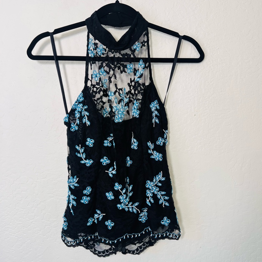Vintage Cache Beaded Lace Halter Top 6 - Picture 4 of 13